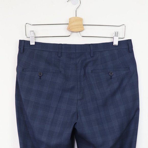 NWT Hugo Boss Jewels Linus Trim Fit Windowpane Wool Suit Set Two Button Navy 36 - Picture 13 of 13